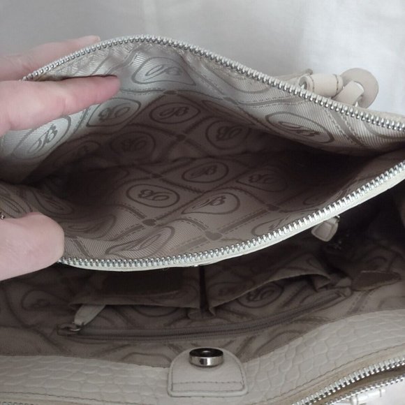 Beautiful Brighton Ivory MONROE CROC Embossed Leather Satchel Handbag Tote - Picture 9 of 9